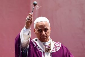 Pope Leo XIV leads a Mass on the day Christians worldwide commemorate their dead at Verano cemetery in Rome, Italy, November 2, 2025. REUTERS/Vincenzo Livieri